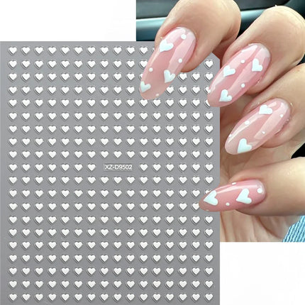 8pc 3D Mixed Color Heart Nail Stickers Valentines' Day Sweet Red Pink Love Selfadhesive Nail Decoration Decals Manicure 2027