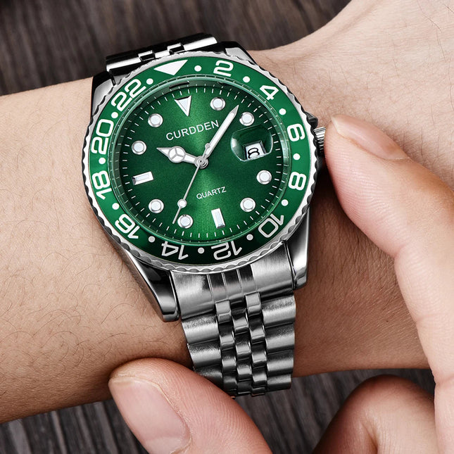 Orologi di marca CURDDEN dal design originale per uomo Orologio al quarzo con data dorata in acciaio inossidabile pieno di moda Erkek Kol Satleri Relogio platinumshop