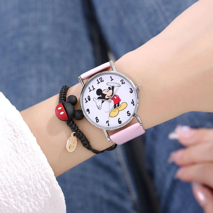 Nuovo set di braccialetti per orologi da donna Disney per bambini Confezione regalo Moda Topolino Orologi da cartone animato per bambini Bracciali da donna con scatola platinumshop