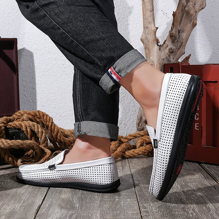 2025 Estate Scava Fuori Penny Mocassini Da Uomo Scarpe Da Barca Traspirante Uomo Mocassini In Pelle Slip On Appartamenti Mens Casual Scarpe Da Guida