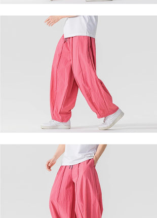 Pantaloni Uomo Nuova Estate Pantaloni larghi leggeri e sottili in vita elastica Sport all'aria aperta maschili Pantaloni larghi casual oversize da uomo Streetwear