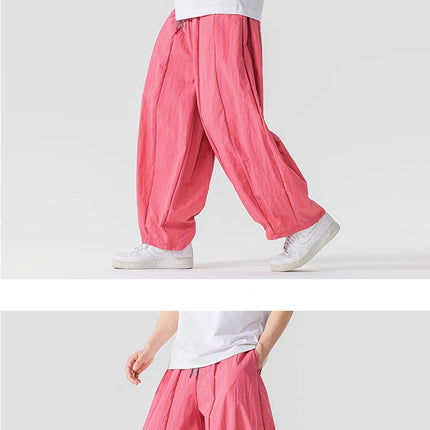 Pantaloni Uomo Nuova Estate Pantaloni larghi leggeri e sottili in vita elastica Sport all'aria aperta maschili Pantaloni larghi casual oversize da uomo Streetwear
