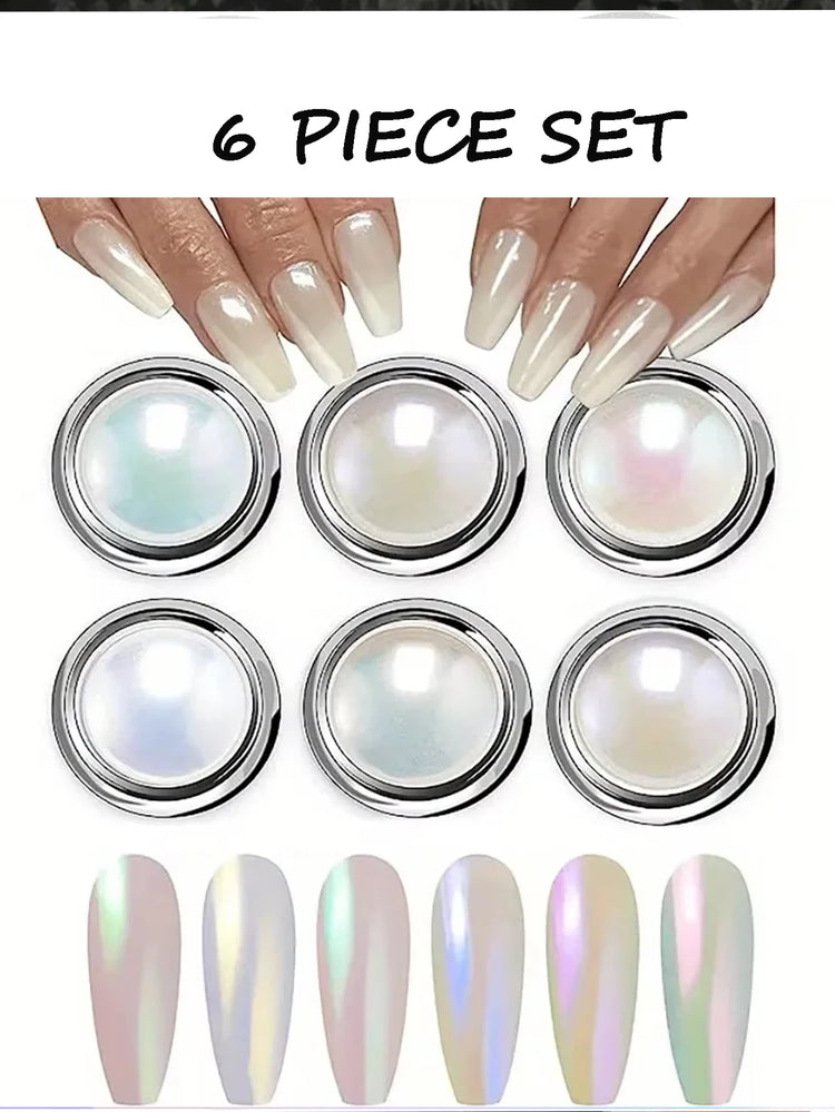 1 Box Moonlight Mirror Nail Powder Silver Fine Glitter Metallic Effect Pigment Gel Polish Chrome Holographic Nail Powder Nail Art Decorations