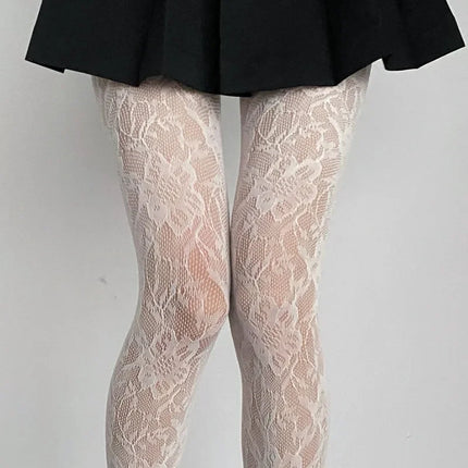 Calze di seta scavate a rete con ricamo floreale sexy da donna Collant a rete per pesci JK Collant Harajuku hipster colorato per ragazze fresche