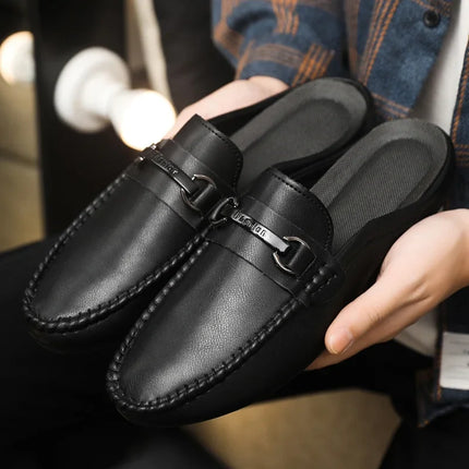 Mocassini Estivi da Uomo in Pelle Comodi e Leggeri, Scarpe Casual Morbide e Piatte, Ciabatte Quotidiane da Uomo