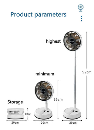 Ventilatore portatile oscillante in piedi con telecomando Ventilatore da tavolo pieghevole Ventilatore a piedistallo alimentato a batteria ricaricabile per il campeggio