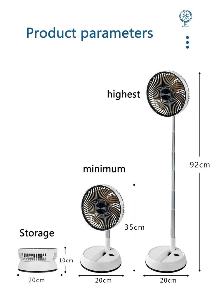 Ventilatore portatile oscillante in piedi con telecomando Ventilatore da tavolo pieghevole Ventilatore a piedistallo alimentato a batteria ricaricabile per il campeggio