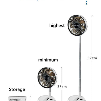 Ventilatore portatile oscillante in piedi con telecomando Ventilatore da tavolo pieghevole Ventilatore a piedistallo alimentato a batteria ricaricabile per il campeggio