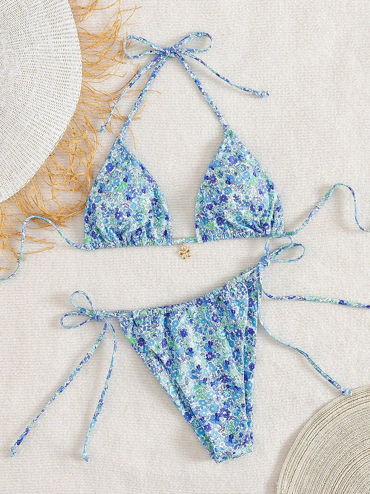 Costume da bagno donna micro bikini sexy 2026 Trend bikini perizoma in due pezzi Set costumi da bagno donna con lacci da spiaggia per costume da bagno donna PlatiNum