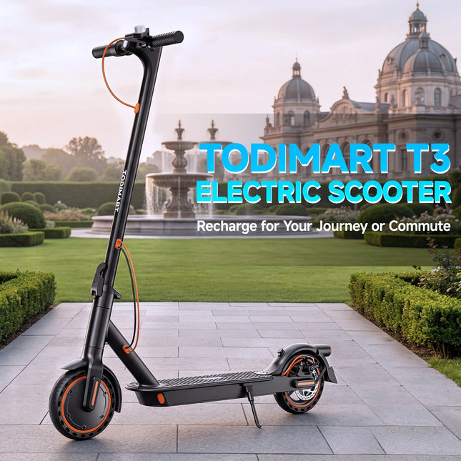 Monopattino Elettrico Todimart T3 con Motore da 350W, Cruise Control, Autonomia 25-30KM, Pneumatici da 8.5 Pollici, 3 Modalità di Velocità, Sistema di Frenatura Doppio, E-Scooter Veloce per Adulti e Adolescenti