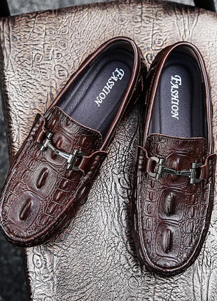Scarpe Casual da uomo in vera pelle stile coccodrillo mocassini per scarpe comodi da uomo scarpe da uomo Casual Slip on semplici scarpe da guida