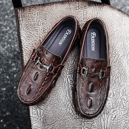 Scarpe Casual da uomo in vera pelle stile coccodrillo mocassini per scarpe comodi da uomo scarpe da uomo Casual Slip on semplici scarpe da guida