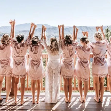 Hermana De La Novia Robes Personalizzato Madre De La Novia Kimono Personalizzato Setoso Abito da sposa da damigella d'onore Vestaglie estive in raso