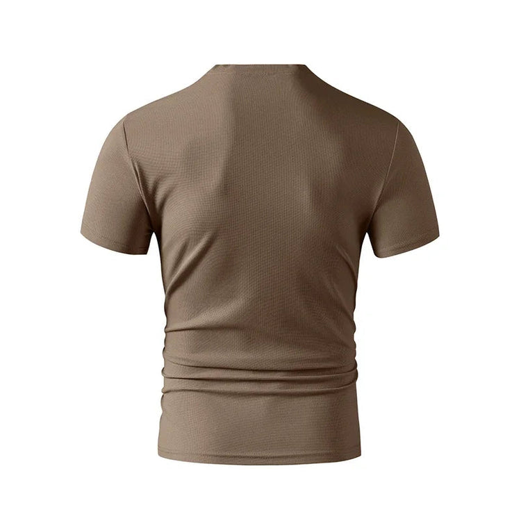 2025 New Men's Casual Fashion Simple V-neck Short Sleeved T-shirt Summer Comfortable Breathable Versatile Top PlatiNum