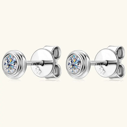 IOGOU D0.10CT Moissanite Diamond Round Stud Earrings 925 Sterling Silver Original Fine Jewelry for Women Girls Anniversary Gifts PlatiNum