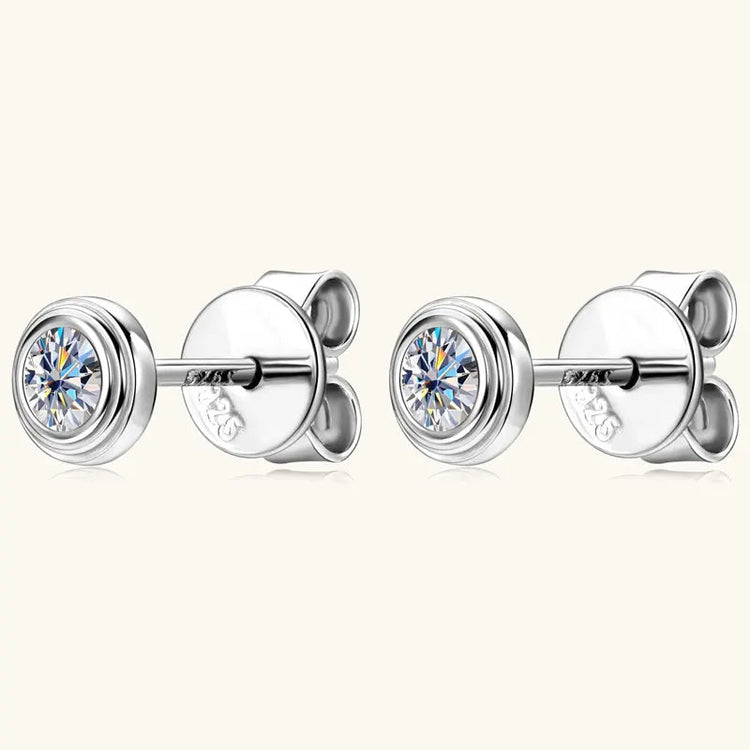IOGOU D0.10CT Moissanite Diamond Round Stud Earrings 925 Sterling Silver Original Fine Jewelry for Women Girls Anniversary Gifts PlatiNum