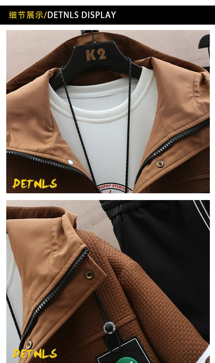 Autumn Men Tracksuit Casual Joggers Hooded Spring Sportswear Jackets Pants 2 Piece Sets Hip Hop Running Sports Suit