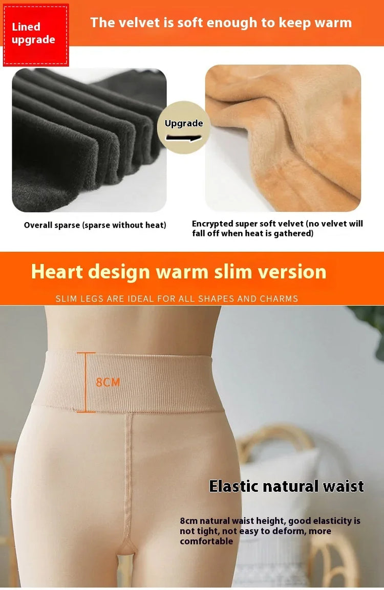 Collant in pile da donna Collant invernali caldi neri sexy Calze a vita alta Collant in velluto spesso sottile elastico da donna