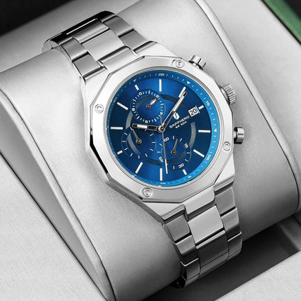SAPHERO Orologio Cronografo Uomo al Quarzo 5ATM Impermeabile Acciaio Inox con Data, Regalo Perfetto per Padre, Marito, Fidanzato per Natale, Compleanno, San Valentino platinumshop