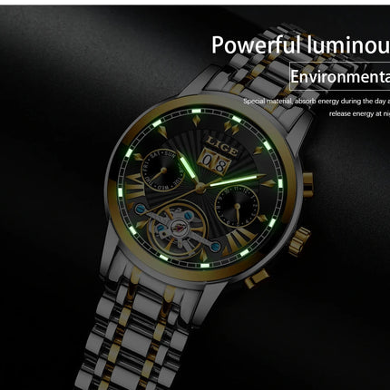 Orologi da Polso Meccanici Automatici LIGE 2026 per Uomo, Marca di Lusso, Orologio da Uomo con Tourbillon, Moda Business, Impermeabile platinumshop
