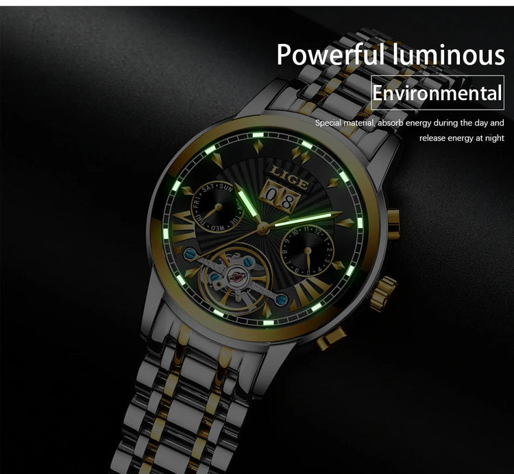 Orologi da Polso Meccanici Automatici LIGE 2026 per Uomo, Marca di Lusso, Orologio da Uomo con Tourbillon, Moda Business, Impermeabile platinumshop