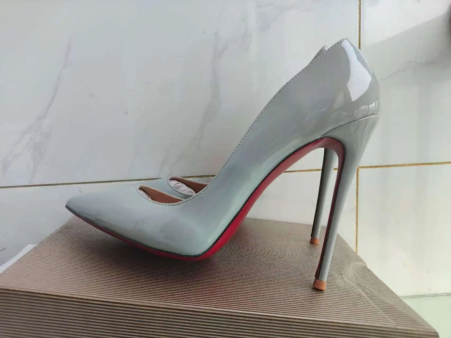 Sizes 48 Classic Style Women Patent Pointed Toe Slip On 12cm High Heel Shoes Elegant Ladies Plain Stiletto Pumps Black Red White