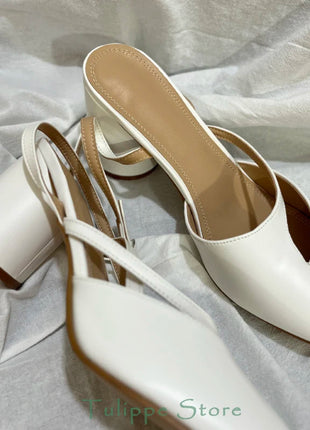 Crossed Ankle Belt Buckle Split toe Sandals Women Brand Designer Slingback Tabi Chunky High Heels INS Fashion Girls Shoes 2025 PlatiNum