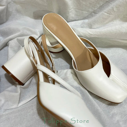 Crossed Ankle Belt Buckle Split toe Sandals Women Brand Designer Slingback Tabi Chunky High Heels INS Fashion Girls Shoes 2025 PlatiNum