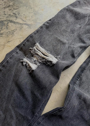 Jeans con orlo a stampa leopardata, stile casual americano anni 2000, a vita alta, gamba dritta e larga, abbigliamento femminile retrò Harajuku