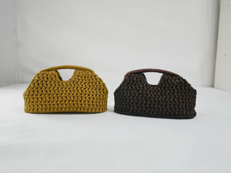 Fashion Straw Clip Shell Clutch Bag for Women Designer Paper Woven Handbags Casual vintage Handmade Summer Beach Bag 2025 PlatiNum