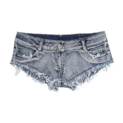 Women Summer Low Waist Denim Shorts Stretchy Short Jeans Hot Pants Sexy Triangle Design Butt Enhancer Casual Streetwear DURIKIES PlatiNum