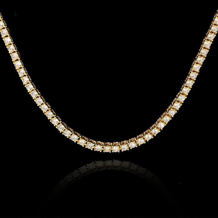 Full Rhinestone 4mm Wide Tennis Link Chain 8/18/20/24 Length Brcelet Necklace Shiny  Fashion Trendy Jewelry Men Women Hip Hop PlatiNum