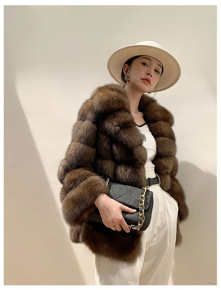 ZADORIN Luxury Designer Faux Mink Coat Woman Lapel Furry Brown Faux Fur Coat Woman Clothes Winter Chic Elegant Fluffy Fur Jacket