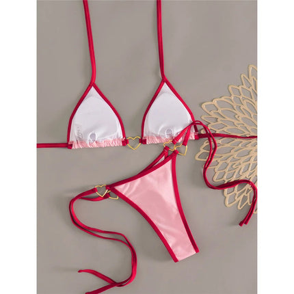 XS - L Halter Mini Micro Perizoma Bikini Donna Costumi da bagno Costume da bagno femminile Bikini a due pezzi Costume da bagno imbottito Costume da bagno V7595 PlatiNum