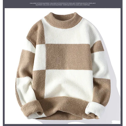 2023 New Style Turtleneck Sweater Men Pullovers Autumn Winter Soft Lightweight Warm Knitted Jumper Hombre Plaid Sweater
