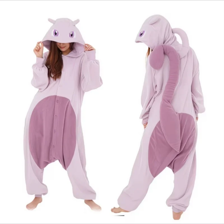 Mewtwo Anime Pajamas Greninja Kawaii Lucario Mew Cosplay Clothing Winter Warm Couple One-Piece Pajamas Home Clothes Nightwear