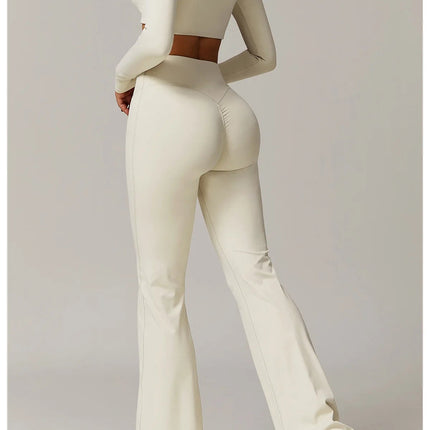 High Waist Wide Leg Pants Leggings Women Tights Fitness Bell-bottoms Yoga Elastic Leggings Push Up Gym Workout Flared Pants PlatiNum