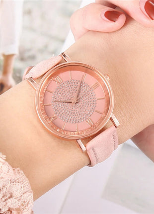 Orologio da donna alla moda con quadrante arabo, cinturino in pelle casual, orologi analogici al quarzo platinumshop