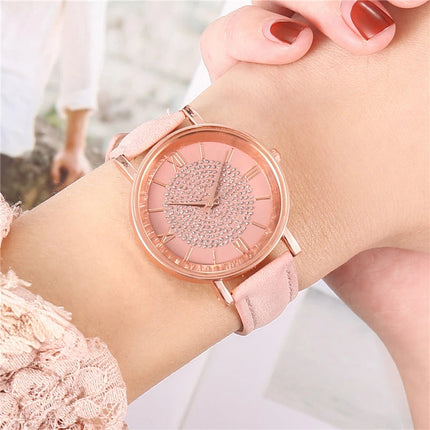 Orologio da donna alla moda con quadrante arabo, cinturino in pelle casual, orologi analogici al quarzo platinumshop