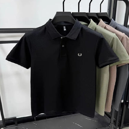 High-quality men's polo shirt, heavy cotton, summer, new, classic, branded, embroidered, comfortable, breathable, fashionable, short sleeve