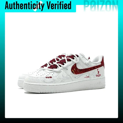 Nike Air Force 1 Abrasion Resistant Low top Skateboard Shoes Men's White Red CW2288-111（Team1467-QD）