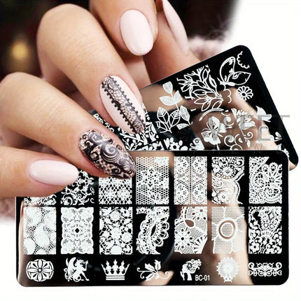 5 Sheets Lace Flowers Nail Stamping Plates Mandala Geometric Nail Art Stamp Templates Polish Printing Stencils Manicure Tools