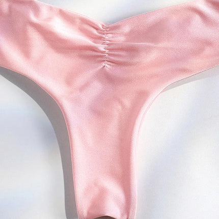 Costume da bagno bikini con pieghe sexy Micro bikini solido Costume da bagno donna Triangolo femminile Costume da bagno da spiaggia platinumshop