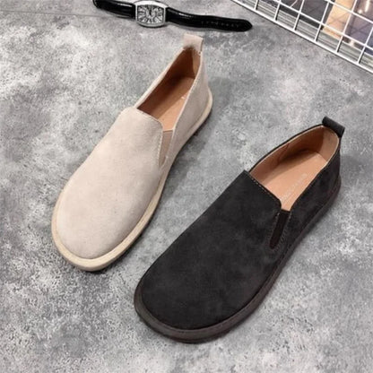 women Shoes British Luxury Designer Cow Leather Shoes Vintage Flats Breathable Autumn Loafers Suede Sneakers