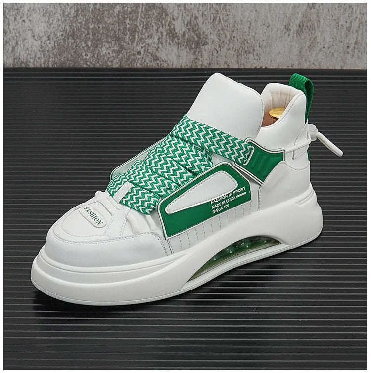 High top White Sneakers Best selling Mens Sneakers With Anti slip Wear resistant Properties Increasing Height by 6 Centimeters