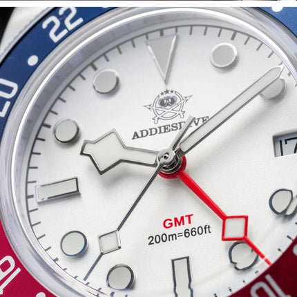 ADDIESDIVE Luxury GMT515-24H Men's Watch Diver 200m Bubble Mirror Glass BGW9 Super Luminous Stainless Steel Men's Analog Watches