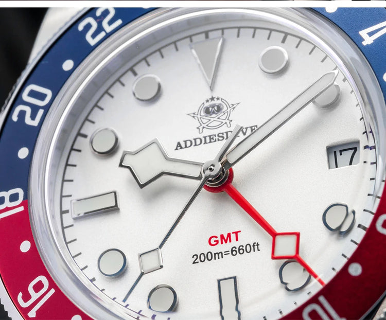 ADDIESDIVE Hot Sale GMT Movement Quartz Watch Stainless Steel Super Luminous 200M Diver Watches For Men AD2044 Relogio Masculino