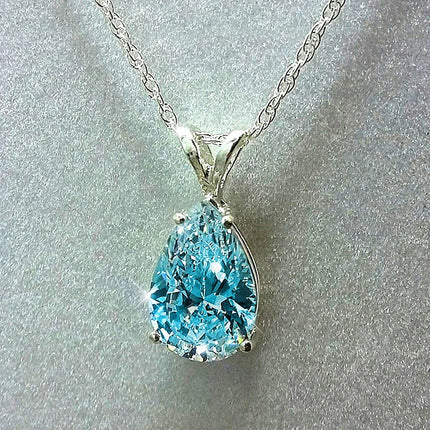 Huitan Luxury Pear Cubic Zirconia Pendant Necklace for Bridal Wedding Engagement Party High-quality Silver Color Fashion Jewelry PlatiNum