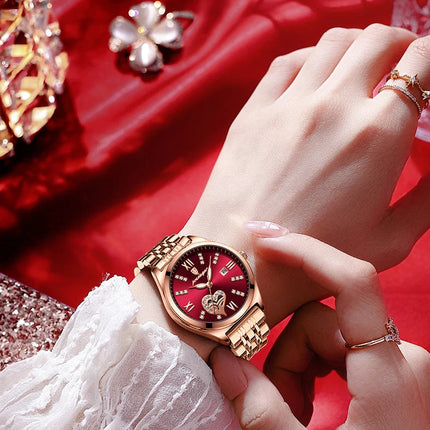 POEDAGAR Orologi di lusso da donna Orologio da donna impermeabile con data luminosa in acciaio inossidabile Orologio da polso da donna al quarzo alla moda elegante platinumshop