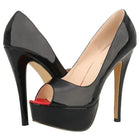 LOSLANDIFEN Women Pumps Sexy Peep Toe Platform 14cm Super High Heels Patent Leather Shoes Red Wedding Stilettos Large Size 44 PlatiNum